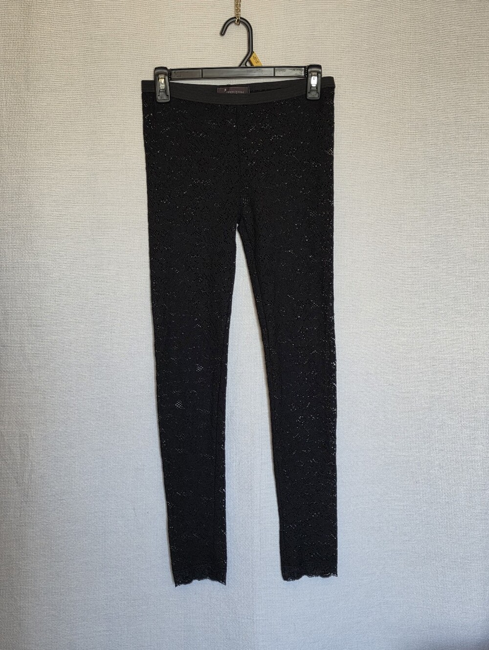 Forever 21 Women's Black Floral Lace Tights Footless Stretch ~ Size Large
